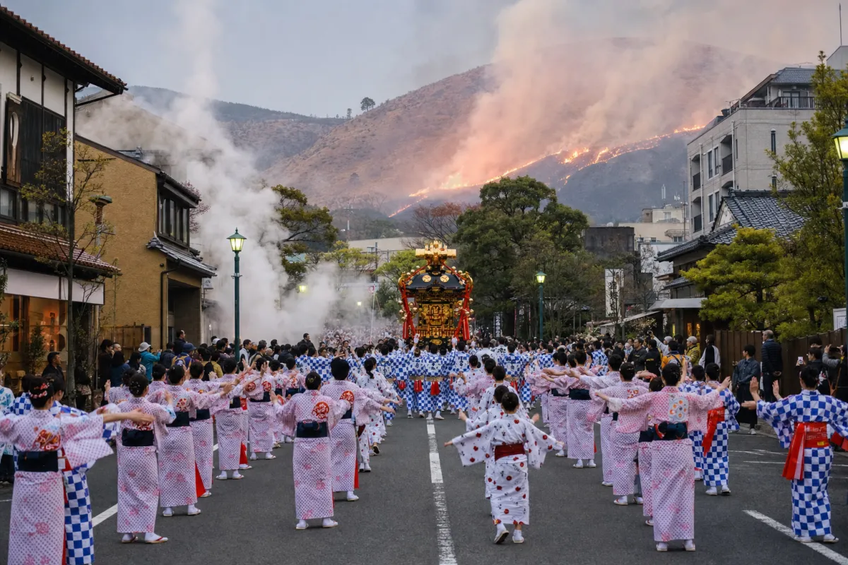 AI生成による別府八湯温泉まつりのイメージ画像