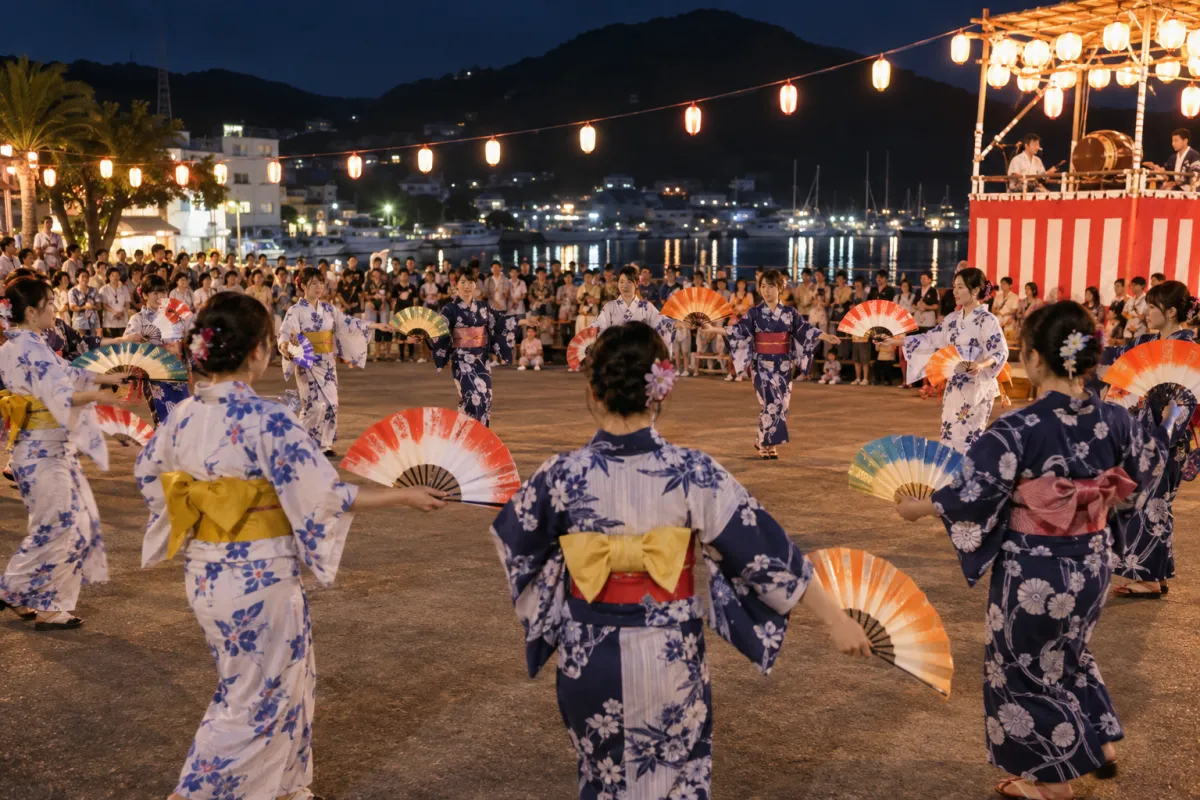 AI生成による津久見扇子踊り大会のイメージ画像