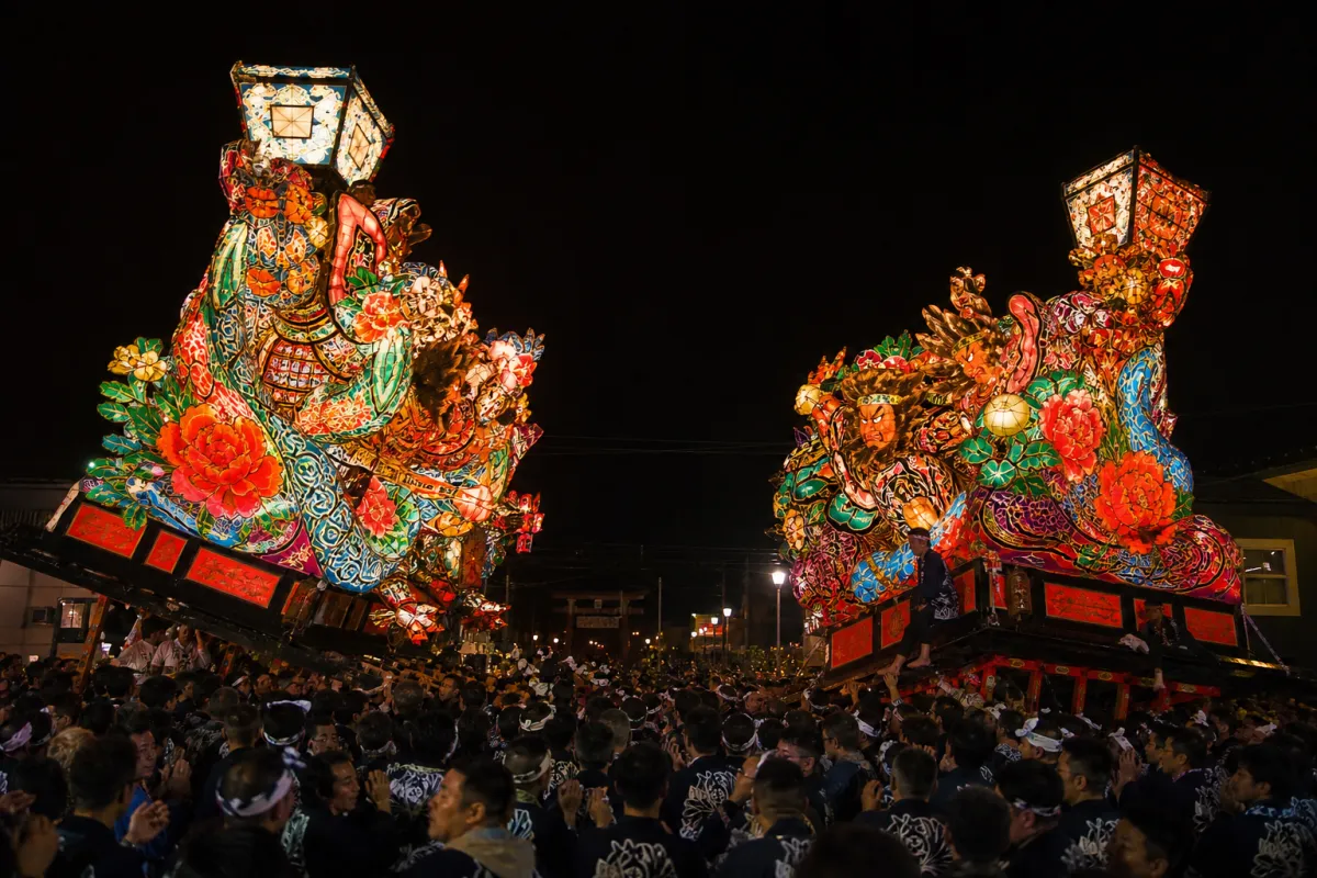 AI生成による津沢夜高あんどん祭のイメージ画像